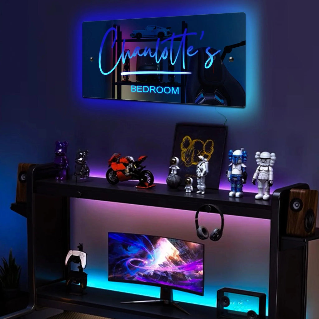 Personalized Name Mirror Light For Bedroom LED Light Up Mirror for Wall Custom Photo Christmas Valentine's Day Wedding Gifts
