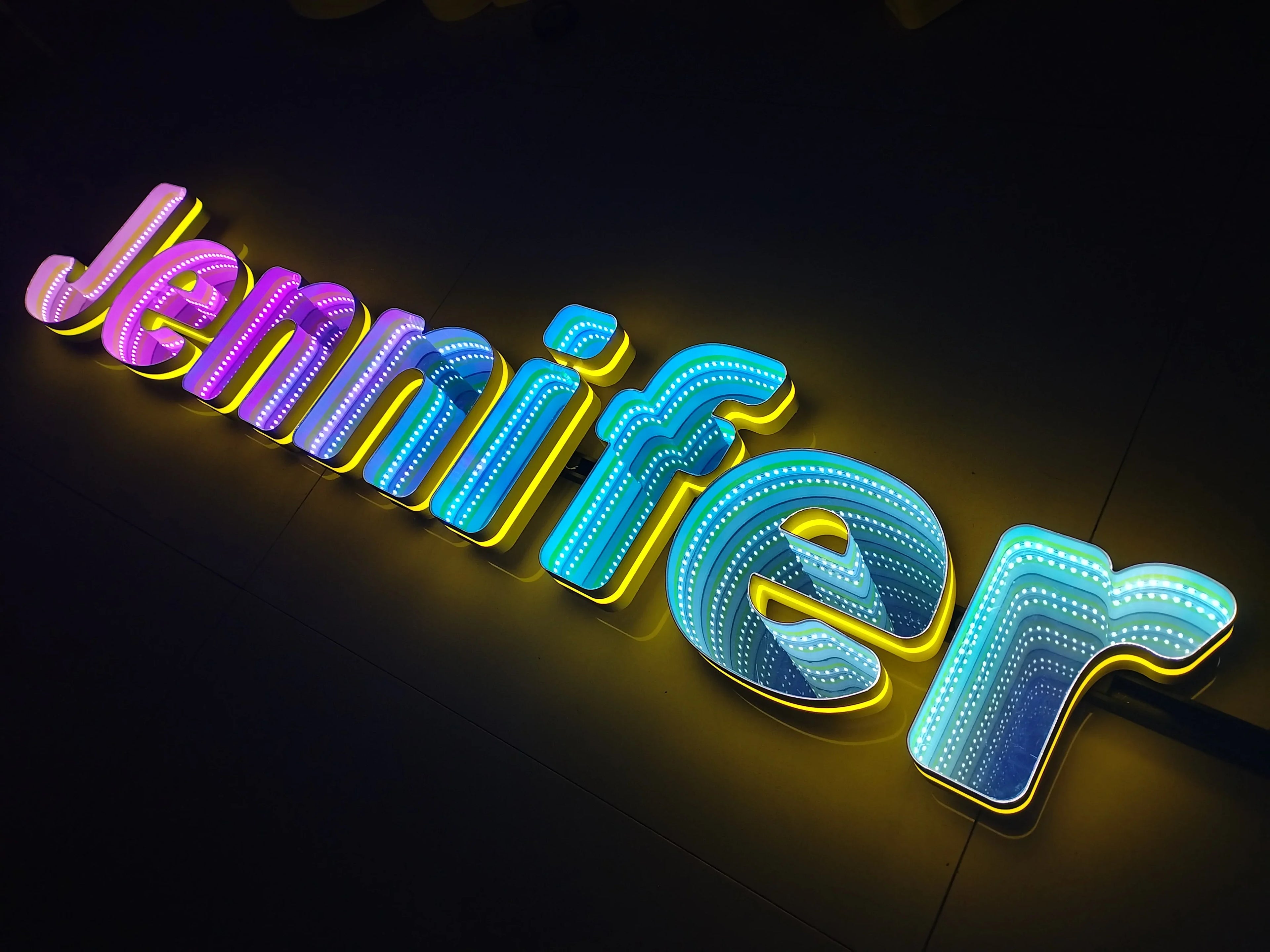 Toysign 3D Name Logo LED Infinity Mirror, Custom Business Logo Sign, Infinity Mirrors Letter, Wall Mounted Infinity Mirror Light