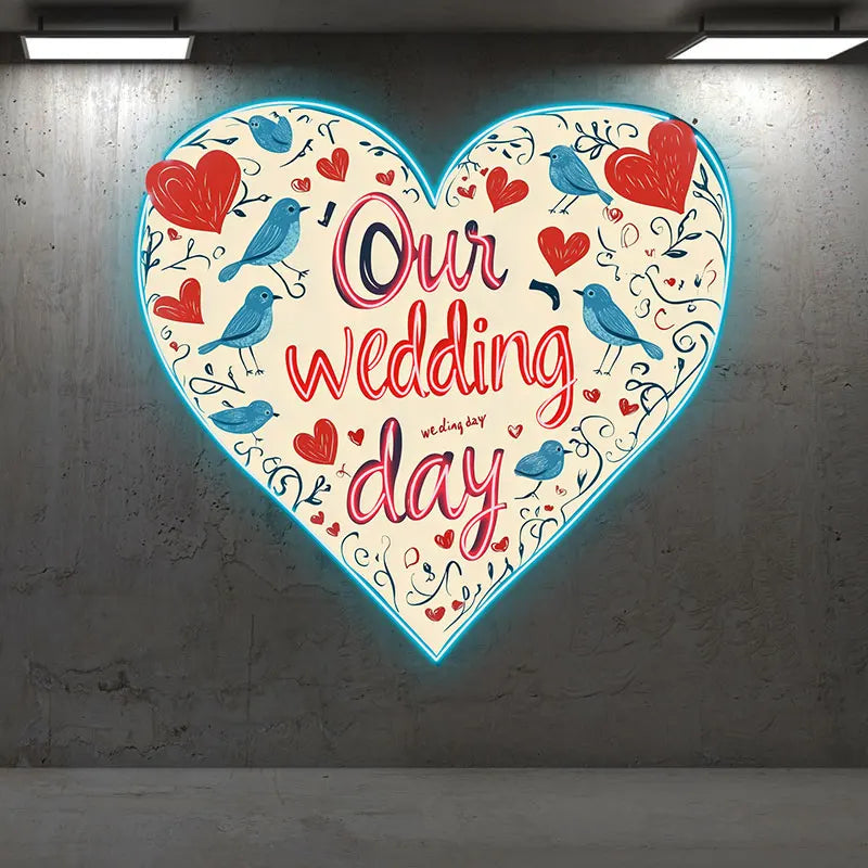 Our Wedding Day Atmosphere Wall Hanging Decor Custom LED Neon Sign