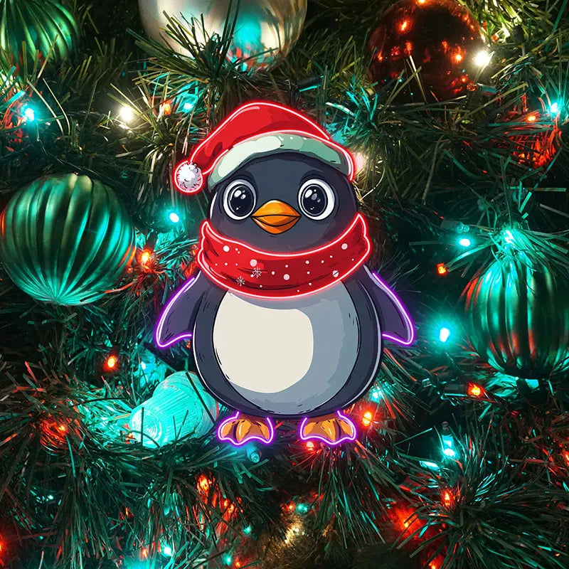 Christmas Penguin Neon Light - Adorable LED Light Decor for Holiday Parties, Kids' Rooms or Xmas Gifts | Festive Home Decoration
