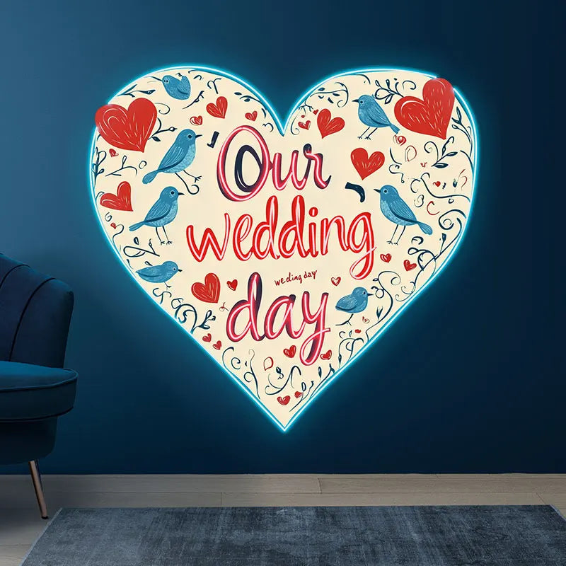Our Wedding Day Atmosphere Wall Hanging Decor Custom LED Neon Sign