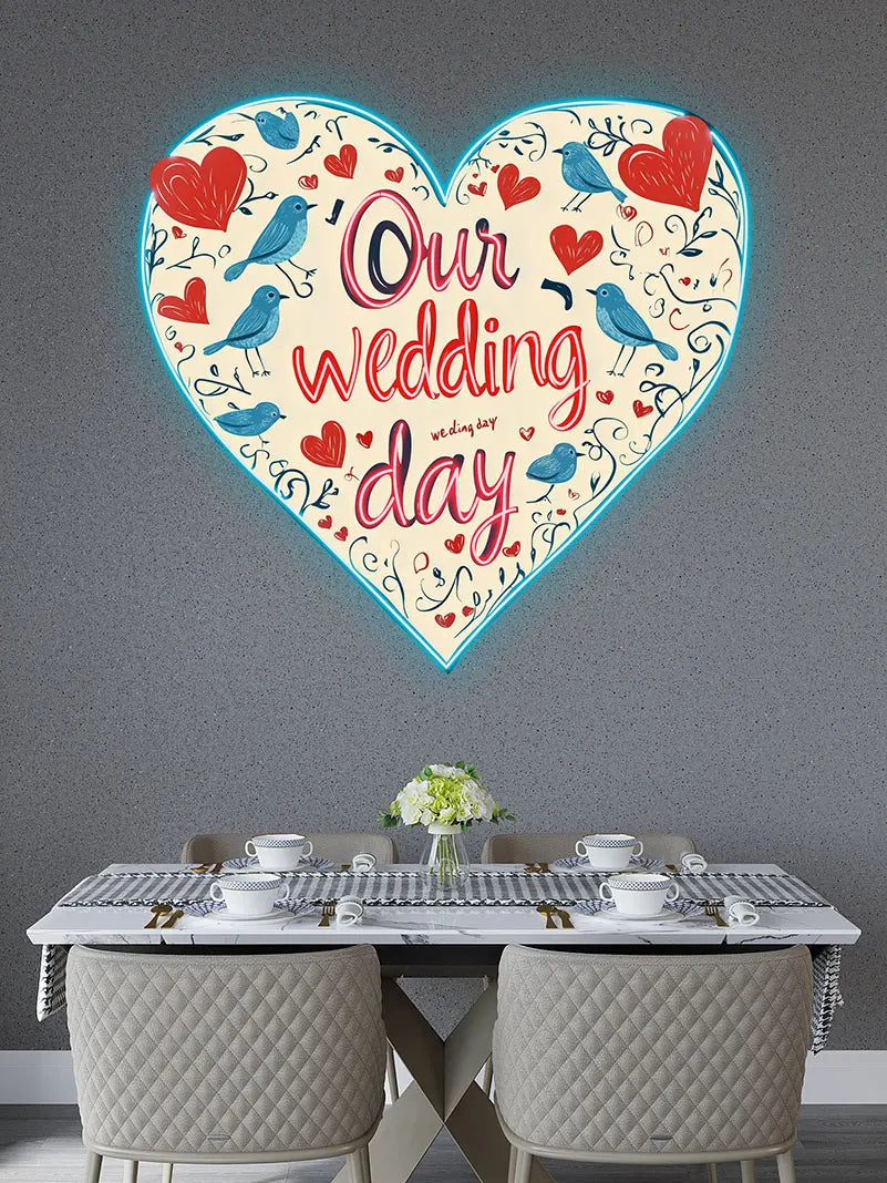 Our Wedding Day Atmosphere Wall Hanging Decor Custom LED Neon Sign