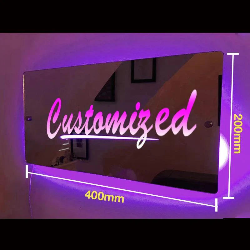 Mirror Light Personalised Words Acrylic Mirror Wall Decor LED Light Wall Custom Name Neon Sign Anniversary Gift Room Decorations