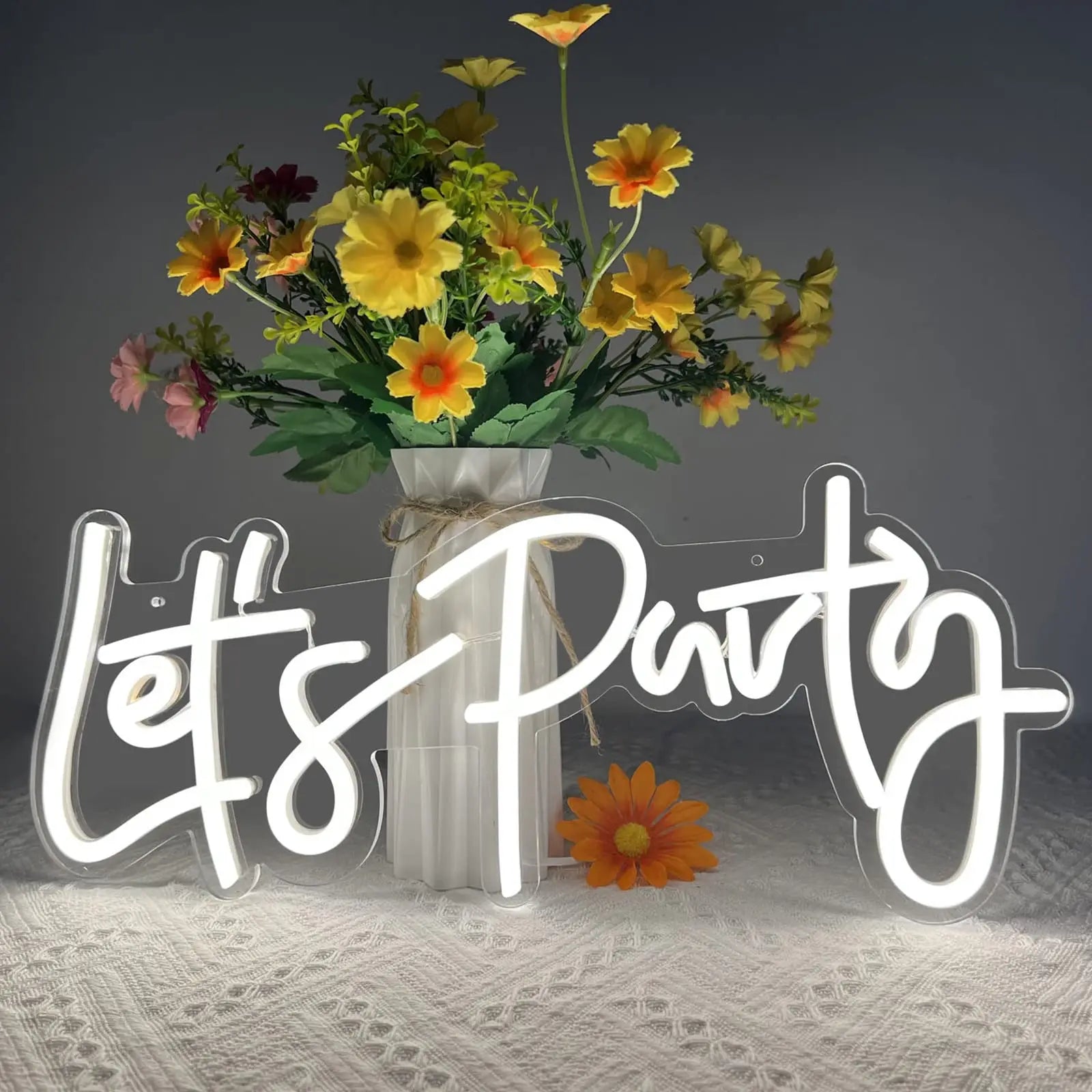 Let’s Party LED Neon Sign for Wall Decor – Colorful Light Up Sign for Birthday, Wedding, Bachelorette Party, Bar, Event Backdrop, Girls Room, Photo Booth Prop