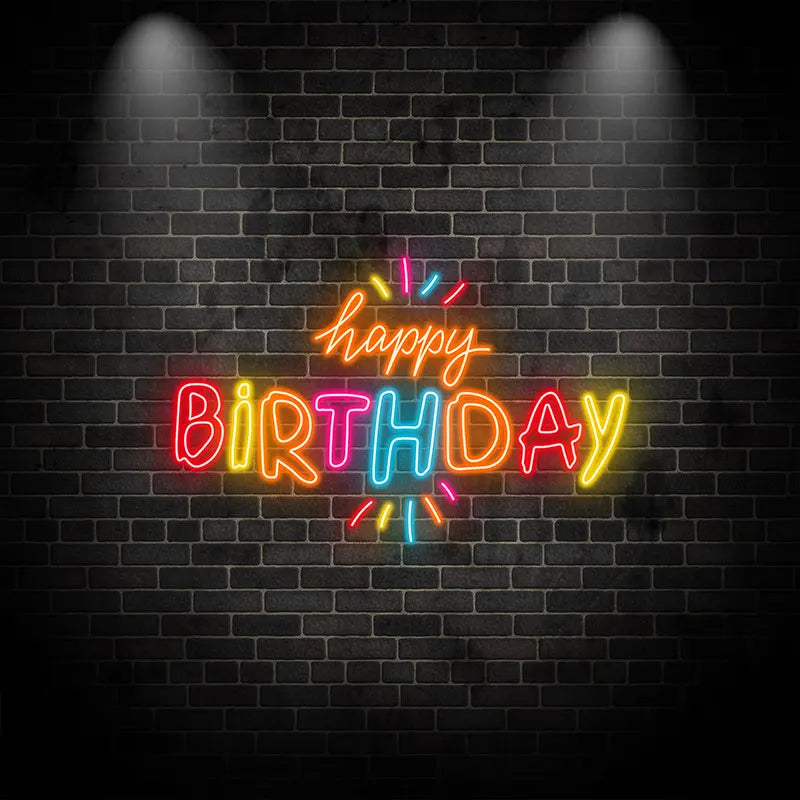 Toysign Custom Neon Light, Colorful Happy Birthday Neon Sign – LED Wall Decor for Birthdays, Party Decorations, and Photo Props