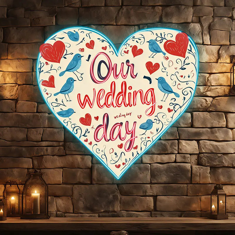 Our Wedding Day Atmosphere Wall Hanging Decor Custom LED Neon Sign