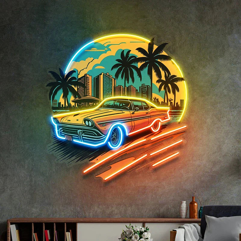 Custom Car Neon Sign Retro Car Neon Light Man Cave Decor Bedroom Wall Hangings Garage Decor