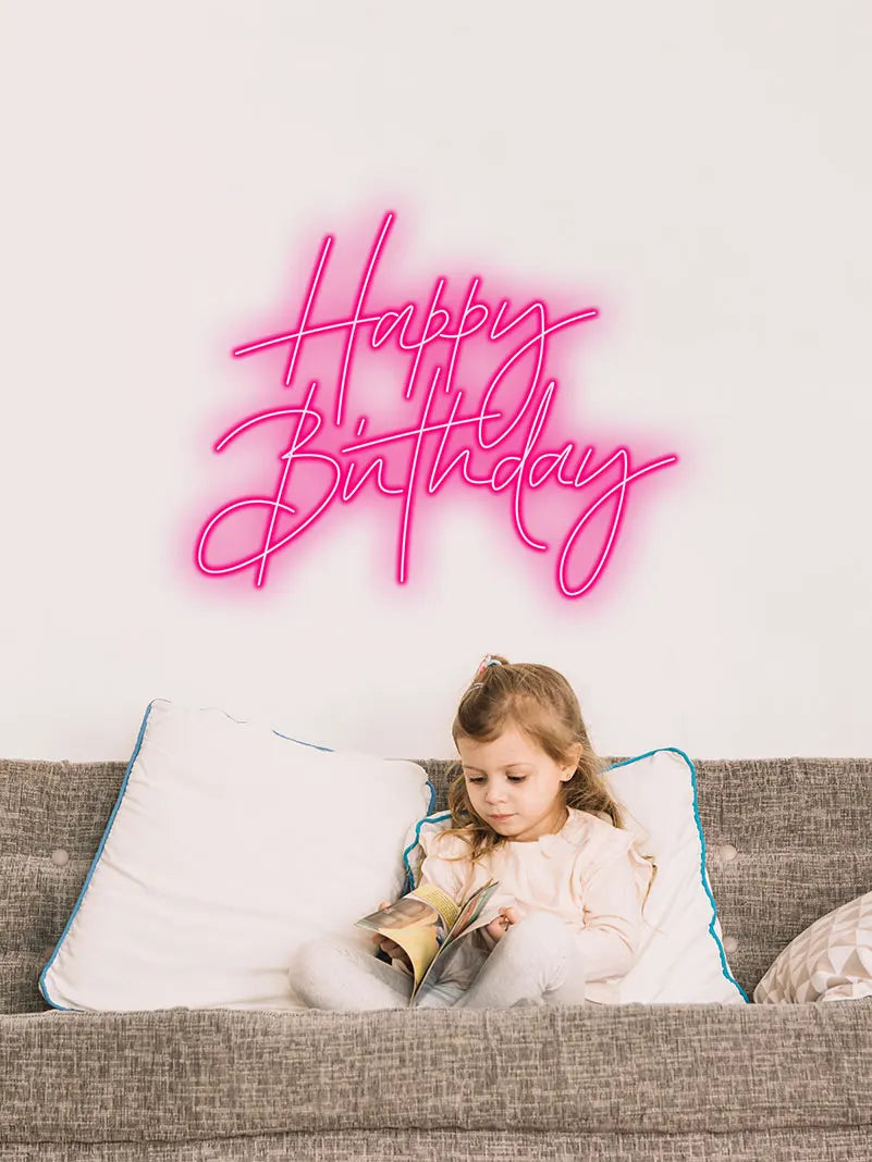 Toysign Custom Neon Light, Elegant Happy Birthday Neon Sign – LED Wall Art for Birthday Party Decor, Celebration, and Home Decor