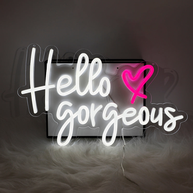 Hello Gorgeous Neon Sign - Vibrant LED Wall Art for Home, Salon, Wedding, and Event Decor