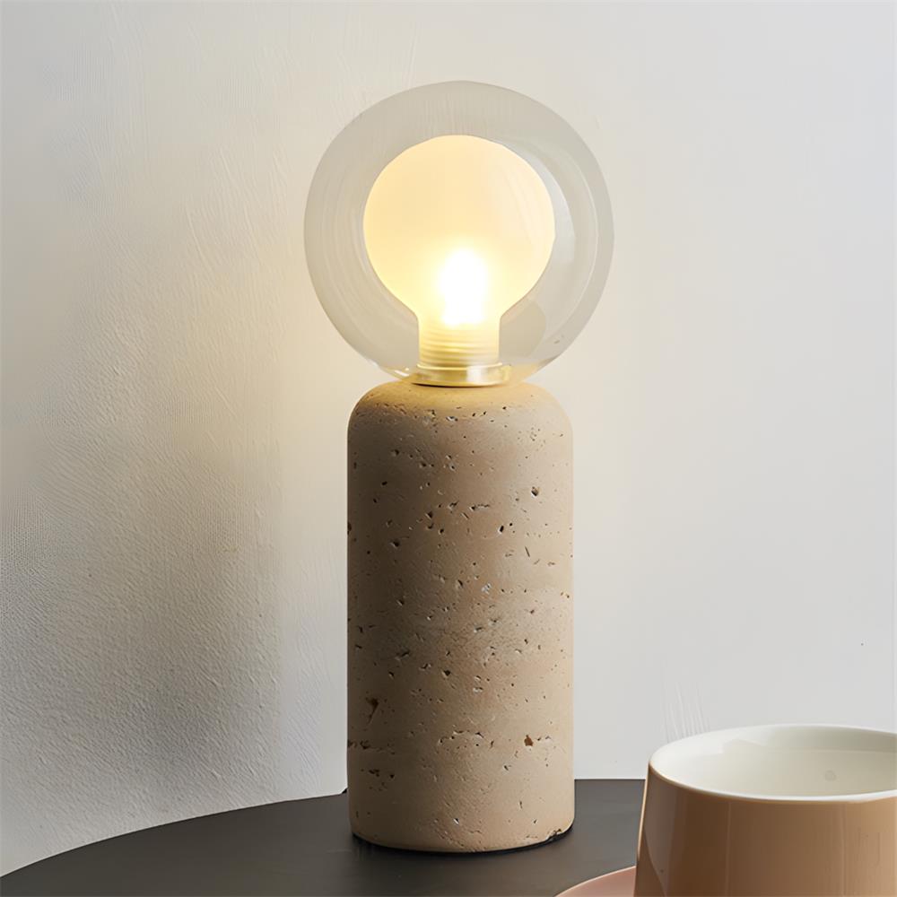 Stilla Orb Travertine Table Lamp