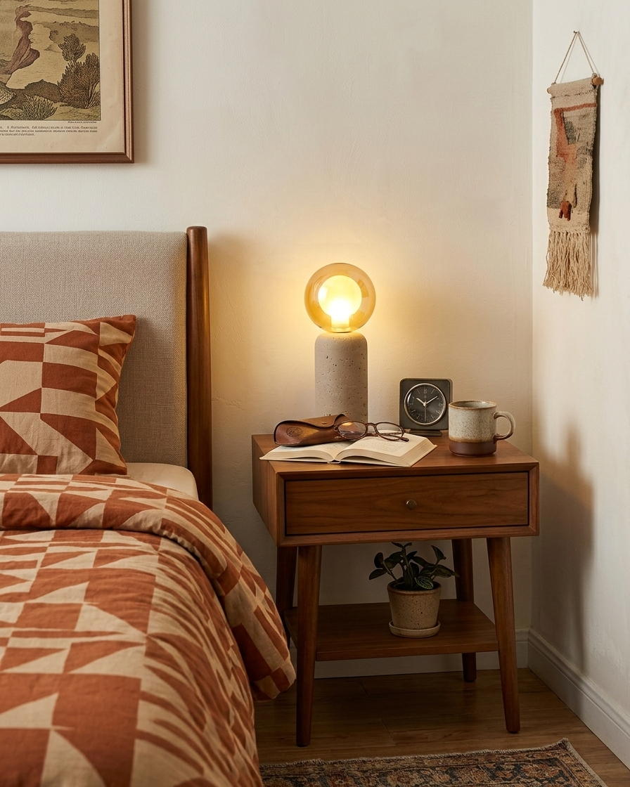 Stilla Orb Travertine Table Lamp