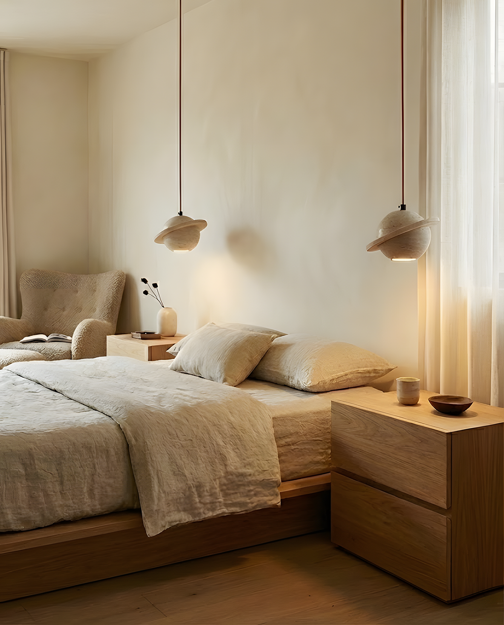 Planet Travertine Pendant Light