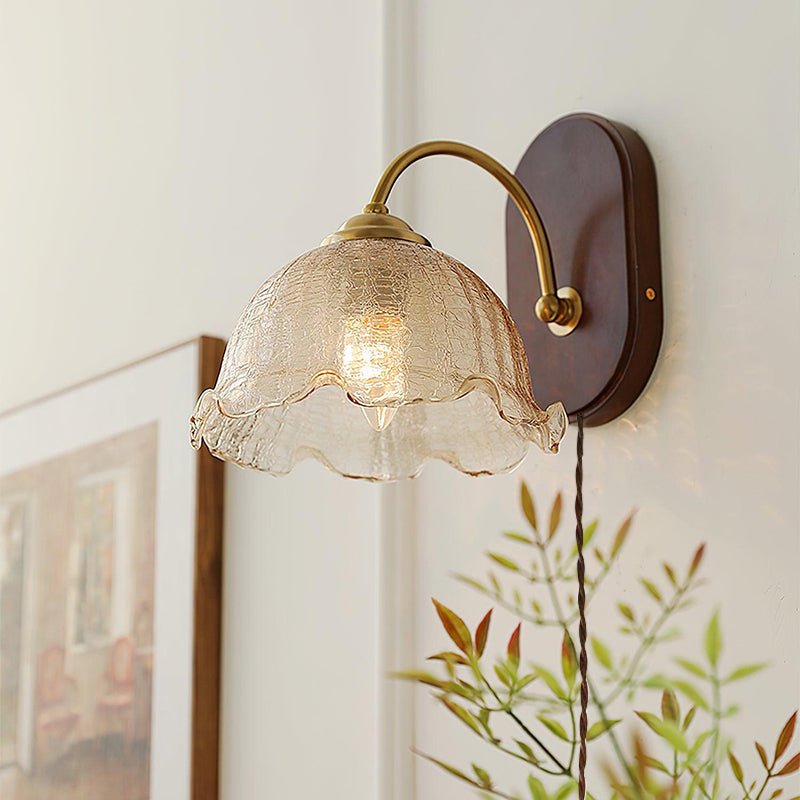 Vintage Flower Plug In Wall Lamp