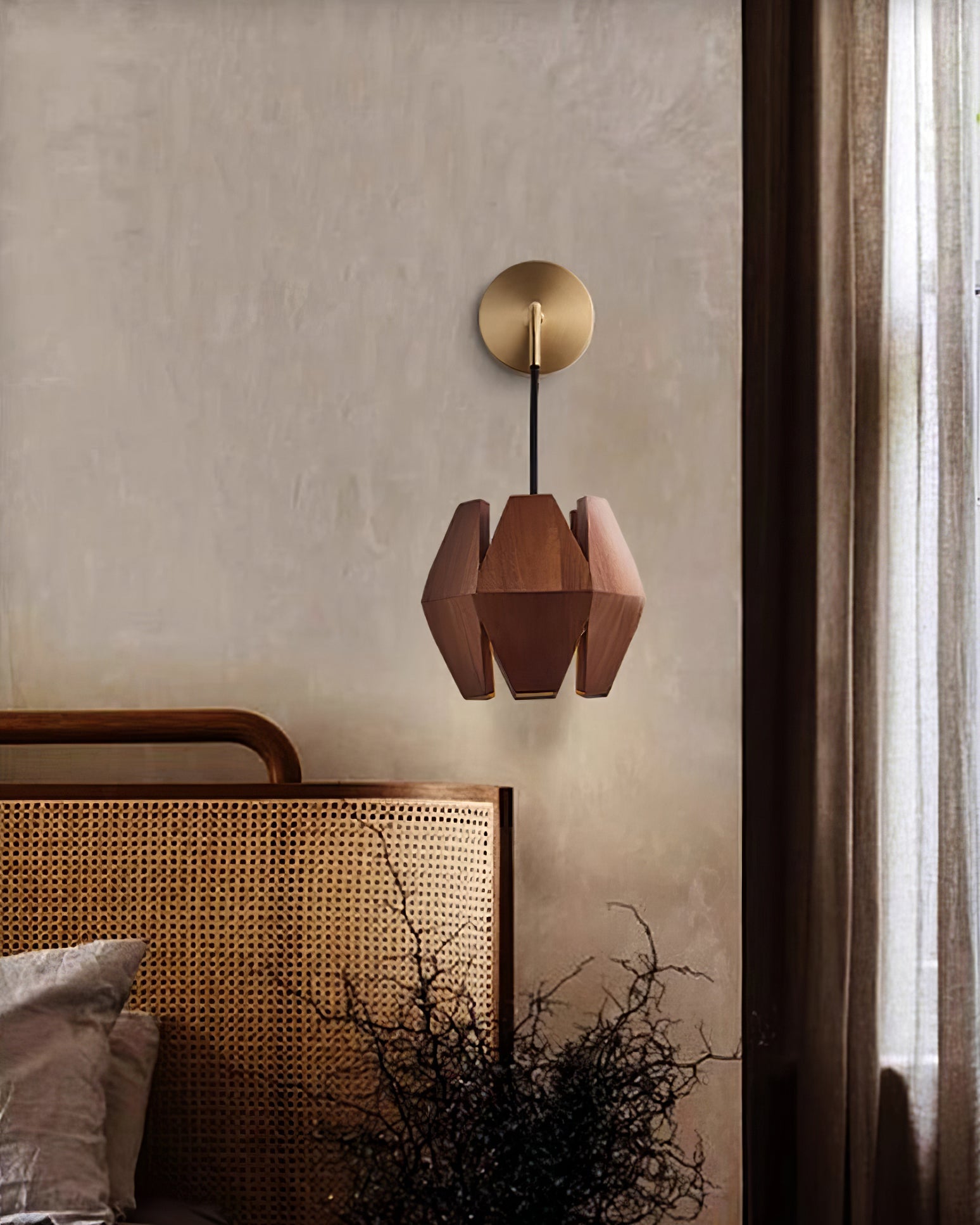 Wood Astris Plug In Wall Lamp