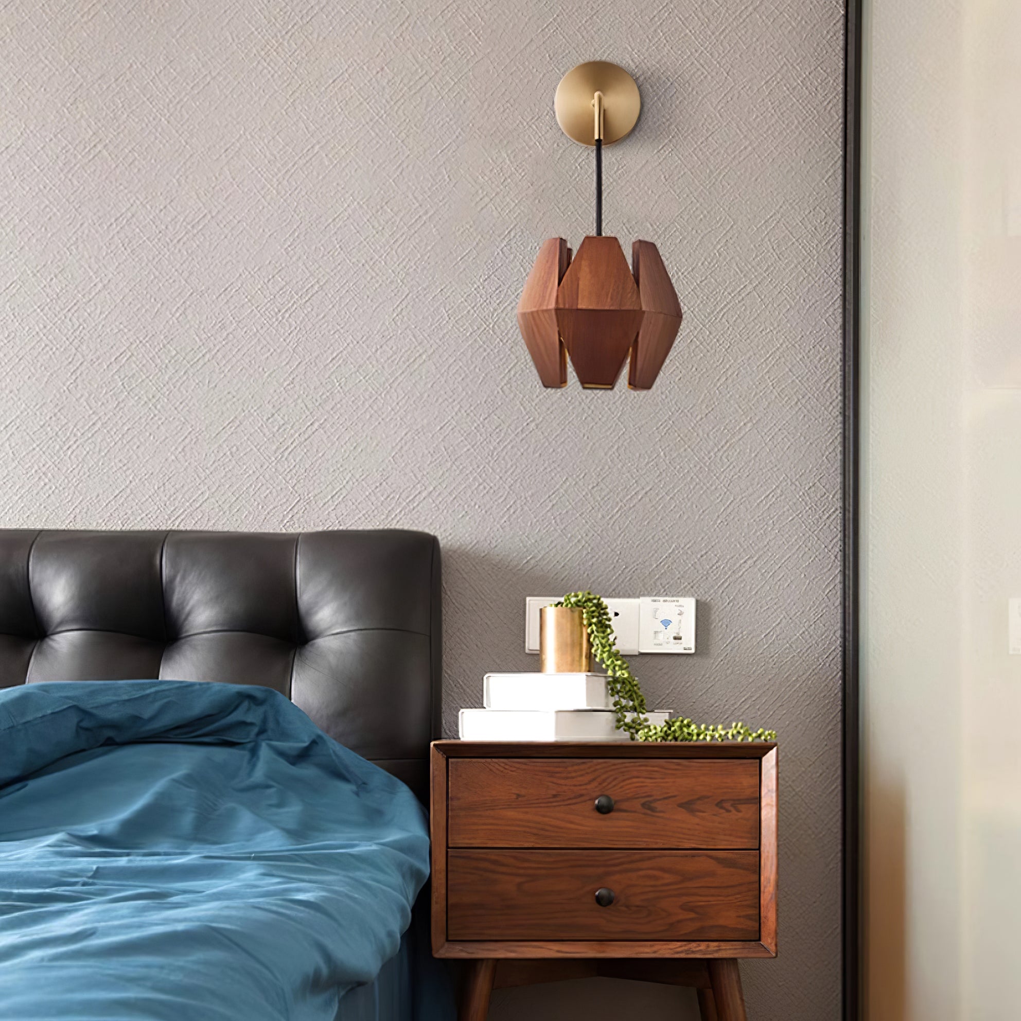 Wood Astris Plug In Wall Lamp