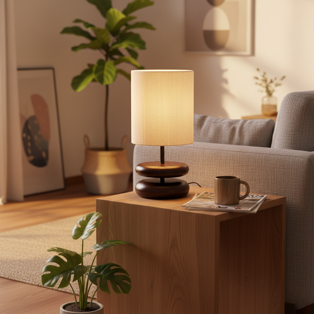 Wooden Modern Bedroom Table Lamp