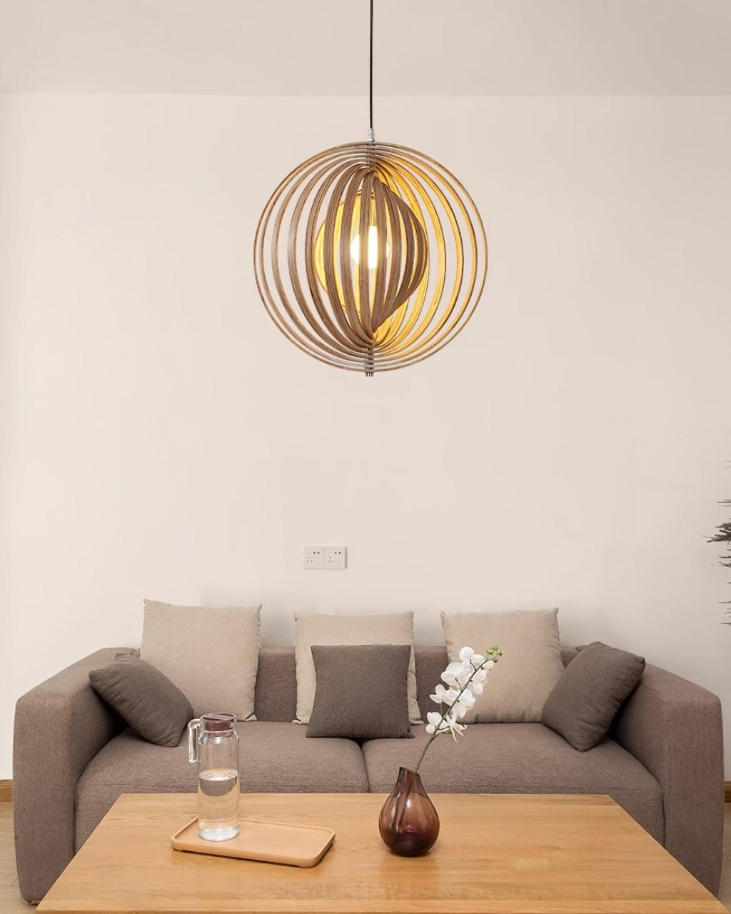 Wooden Moon Pendant Lamp