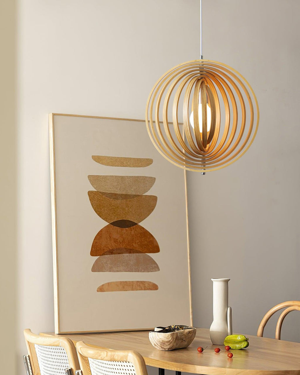 Wooden Moon Pendant Lamp