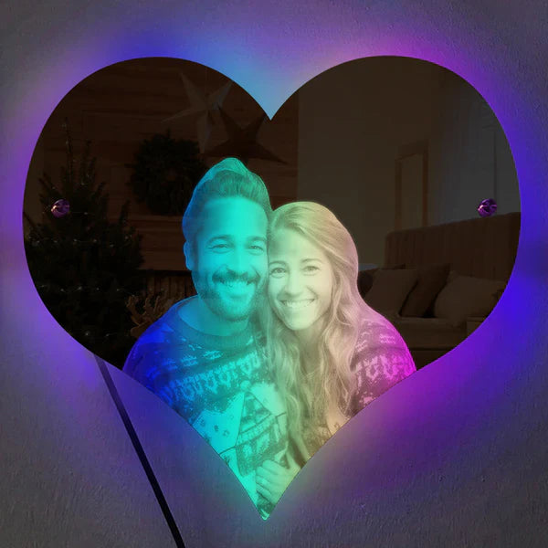 Personalized Heart Shaped Photo Led Mirror...