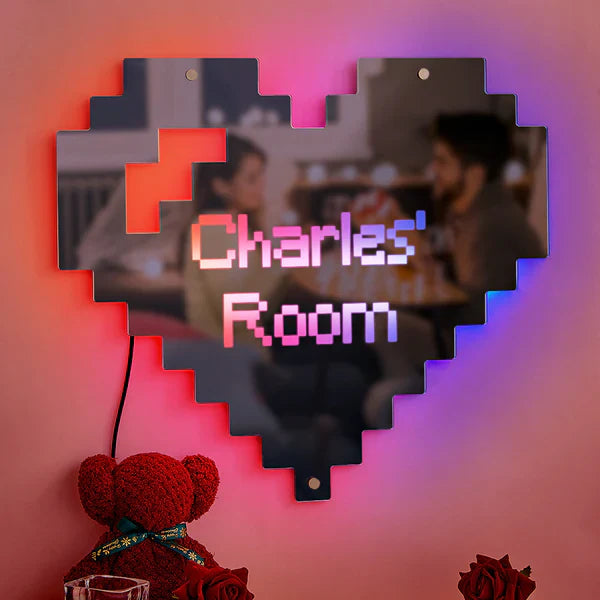 Custom Engraved Mirror Light Pixel Style neon sign