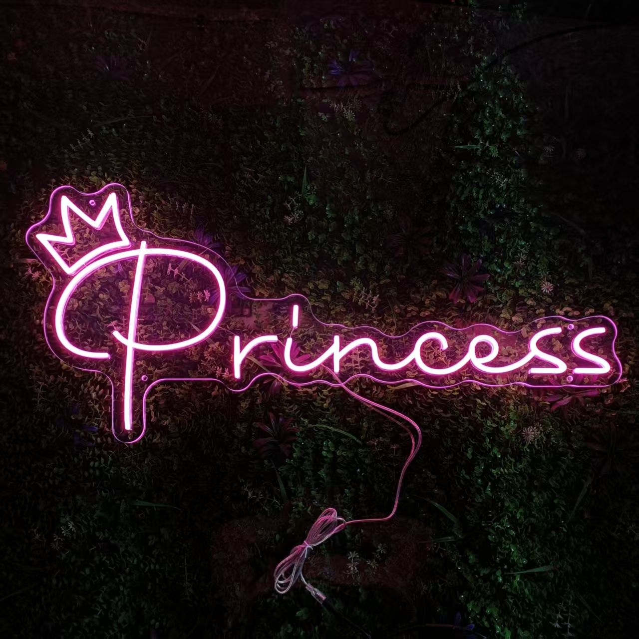 Pink Princess Neon Sign with Crown, LED Neon Sign for Home Art, Woman Cave Neon Lights, Recreation Room Wall Decor
