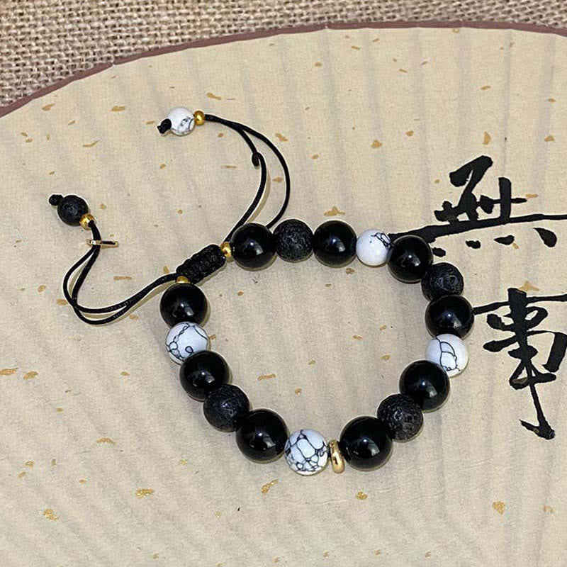 Buddha Stones "All the Best for Strength and Grounding" Obsidian Bracelet Includes Gift Message Card