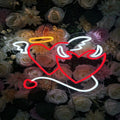 Angel & Devil Heart Neon Sign - LED Wall Light with Wings, Halo & Horns for Romantic Room Decor, Couples Gift, Aesthetic Vibes
