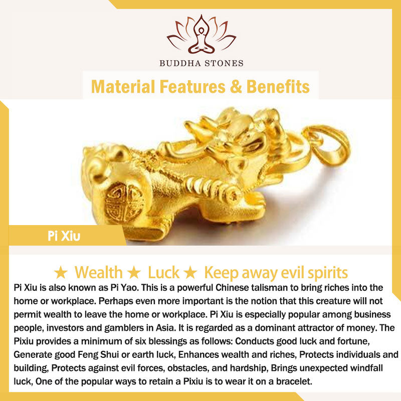 Buddha Stones "Blessings of Protection to Attract Wealth" PiXiu Bracelet Includes Gift Message Card