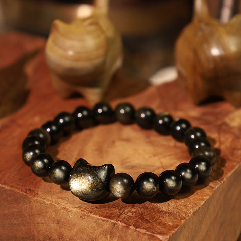 Buddha Stones "All the best for Luck and Confidence" Lovely Cat Bracelet Includes Gift Message Card