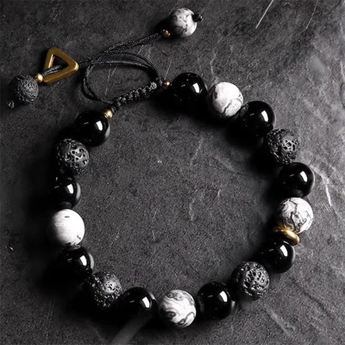 Buddha Stones "All the Best for Strength and Grounding" Obsidian Bracelet Includes Gift Message Card