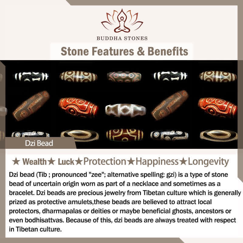 Buddha Stones "May Blessings Protect Your Journey" Dzi Bead Bracelet Includes Gift Message Card