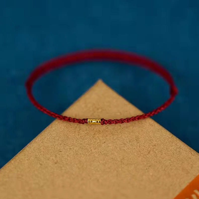 Buddha Stones "Blessings for Clear Connections" 925 Sterling Silver Lucky Golden Bead String Bracelet Anklet Includes Gift Message Card