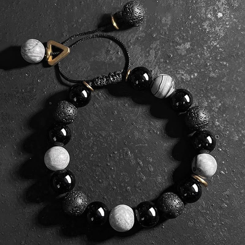 Buddha Stones "All the Best for Strength and Grounding" Obsidian Bracelet Includes Gift Message Card