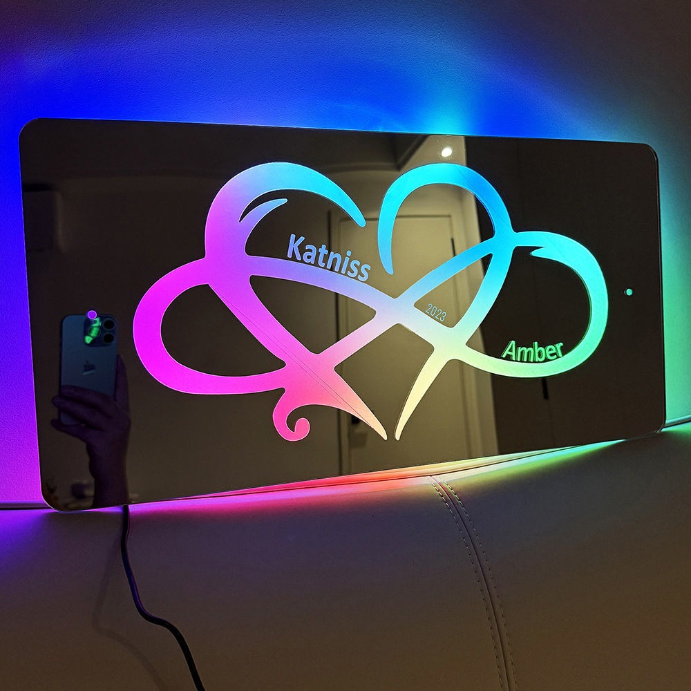 Personalized Couple Names Mirror Sign - Infinity Interweaving Love Mirror Sign - Best Valentine's Day Gifts for Couples