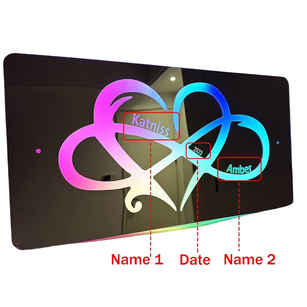 Personalized Couple Names Mirror Sign - Infinity Interweaving Love Mirror Sign - Best Valentine's Day Gifts for Couples