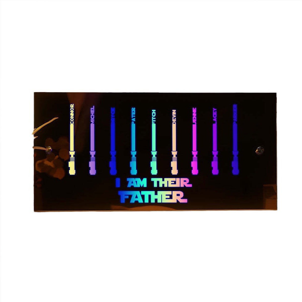 Personalized Name LED Neon Mirror - I AM THEIR FATHER Mirror - Custom Illuminated Name Mirror Sign - Cool Bedroom Decoration for Father's Day