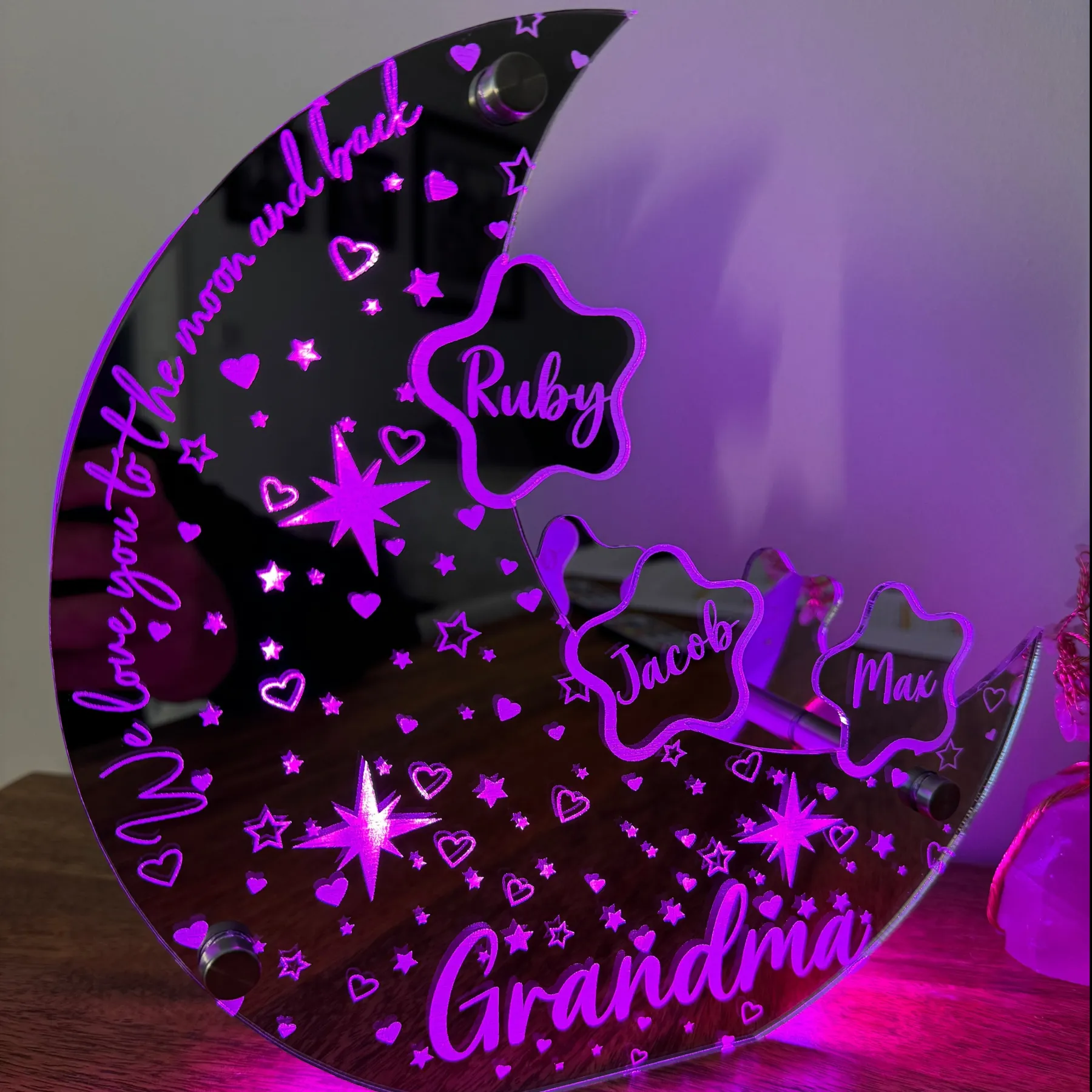 Personalized Celestial Moon Light - Custom Kid Names on The Night Light as Best Personalized Gift for Mother's Day, Family or Friends