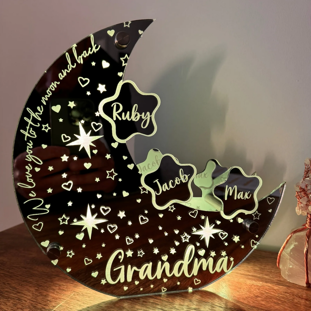 Personalized Celestial Moon Light - Custom Kid Names on The Night Light as Best Personalized Gift for Mother's Day, Family or Friends