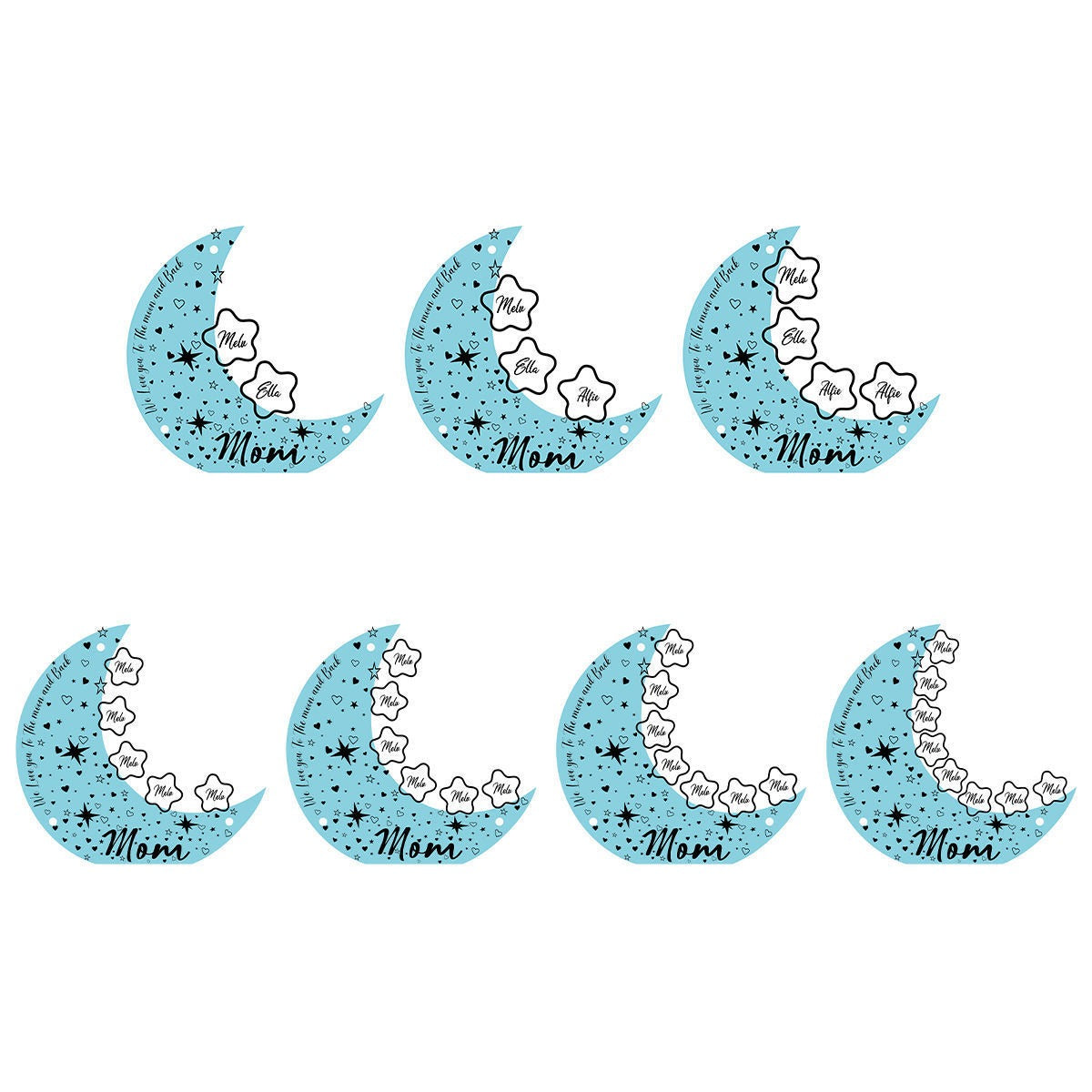 Personalized Celestial Moon Light - Custom Kid Names on The Night Light as Best Personalized Gift for Mother's Day, Family or Friends