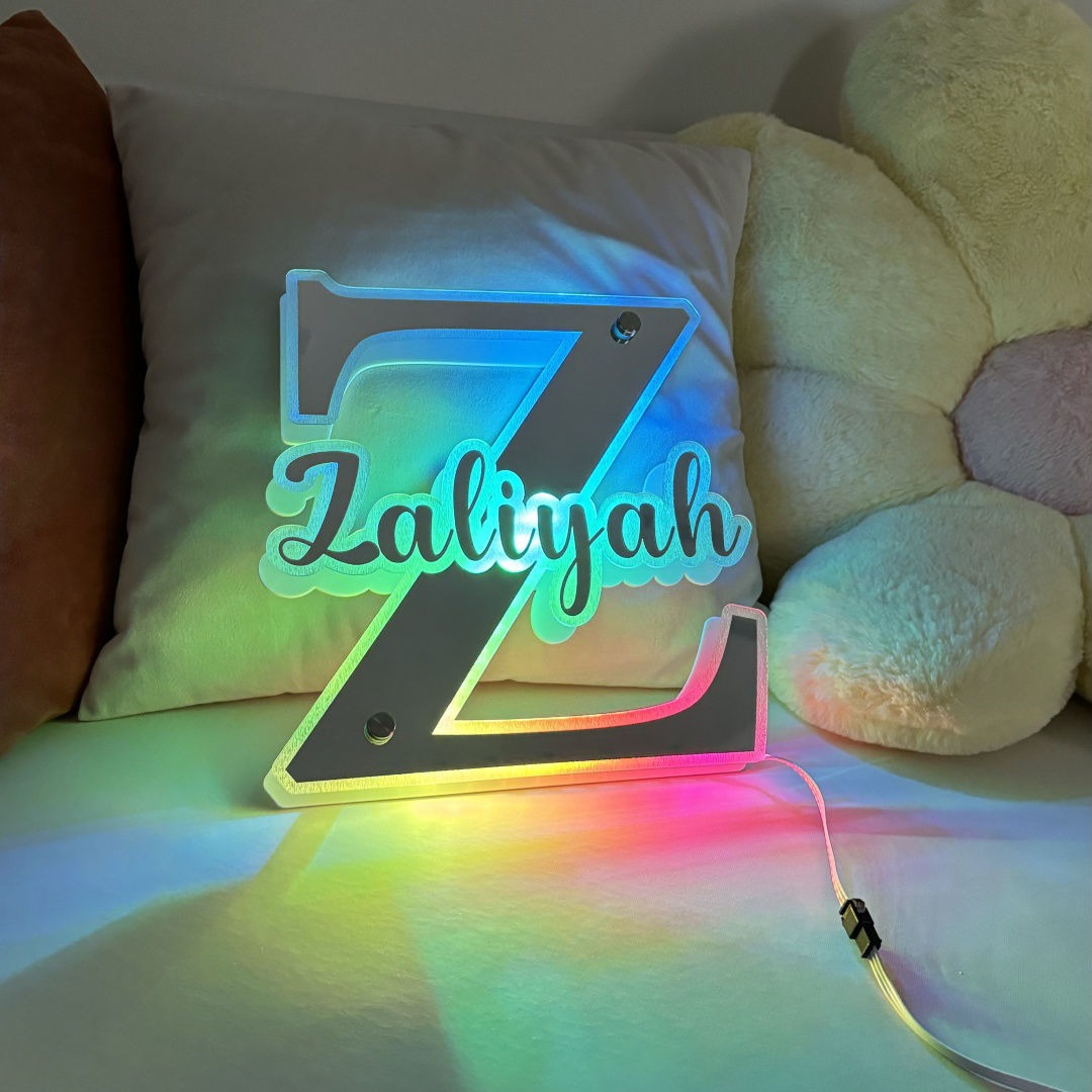 Personalized Alphabet Mirror with Name - Customized Illuminated Name Mirror - Wall Art Light Up Mirror - Best Birthday, Anniversary and Christmas Gift for Family and Friends