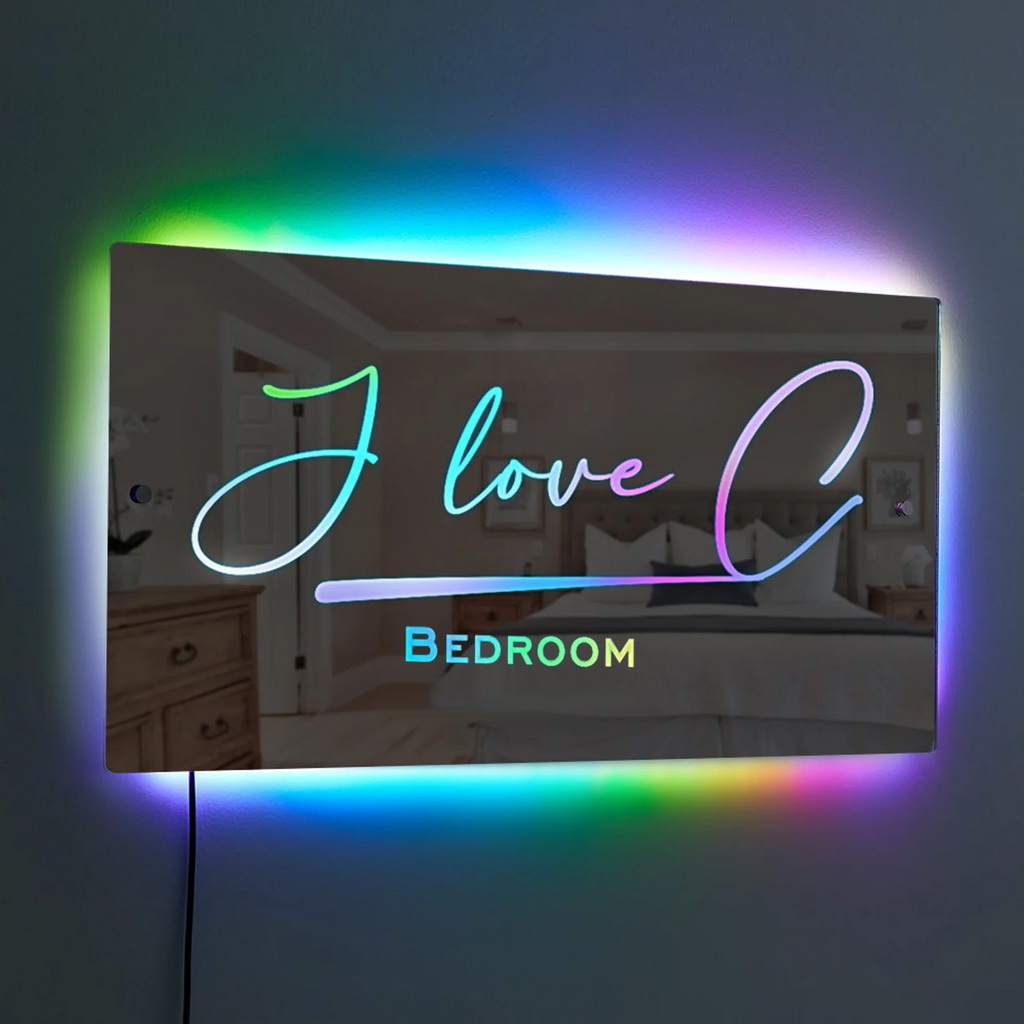 Personalized Name LED Neon Mirror | Custom Illuminated Name Mirror Sign | Cool Bedroom Decoration or Party Decoration