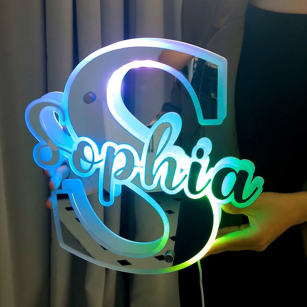 Personalized Alphabet Mirror with Name - Customized Illuminated Name Mirror - Wall Art Light Up Mirror - Best Birthday, Anniversary and Christmas Gift for Family and Friends