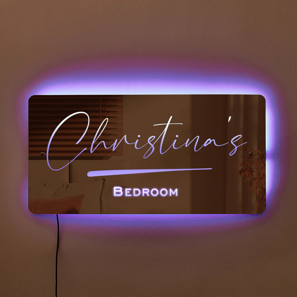Personalized Name LED Neon Mirror | Custom Illuminated Name Mirror Sign | Cool Bedroom Decoration or Party Decoration