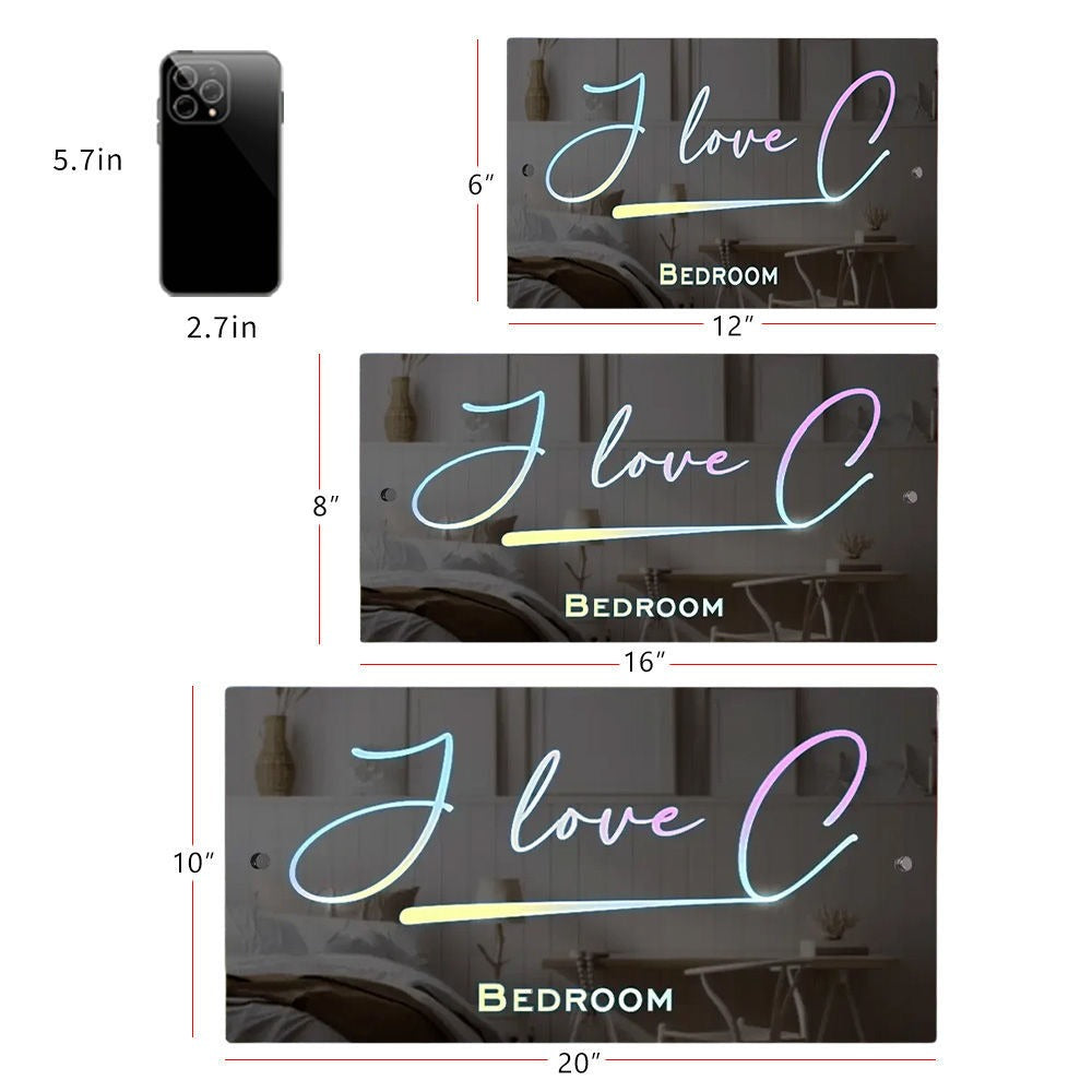 Personalized Name LED Neon Mirror | Custom Illuminated Name Mirror Sign | Cool Bedroom Decoration or Party Decoration